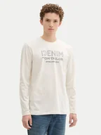 Koszulki męskie - Tom Tailor Denim Longsleeve 1043484 Écru Regular Fit - miniaturka - grafika 1