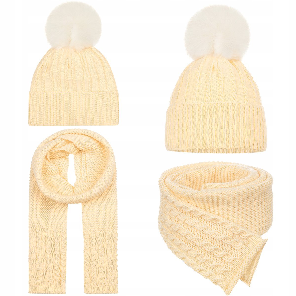 Zimowy Komplet Dziecięcy Jesienny Czapka Z Polarem Szalik 42/48 Żółty