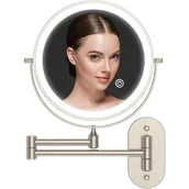 Lusterka do makijażu - 8-calowe lustro do makijażu LED z 3 trybami kolorów, podświetlane lustro powiększające z funkcją automatycznego wyłączania 0,5H, lustro montowane na - miniaturka - grafika 1