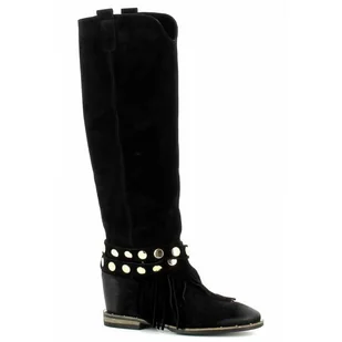 Zamszowe damskie kozaki z ukrytym klinem CARINII - Carinii - Kozaki damskie - miniaturka - grafika 1