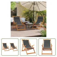 Leżaki ogrodowe - The Living Store Składane krzesła plażowe - 2 szt. - szare - obite tkaniną - Leżak - miniaturka - grafika 1