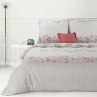 Pościel - Eurofirany Pościel bawełniana 220x200 Sara 09 beżowa czerwona kwiatki - miniaturka - grafika 1