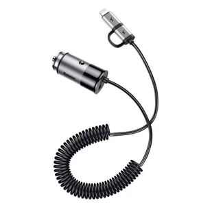 Baseus Enjoy Together ładowarka samochodowa 4.8A z wbudowanym kablem 2w1 Lightning + USB-C 1.2M szary (CCALL-EL0G) - Ładowarki samochodowe - miniaturka - grafika 2