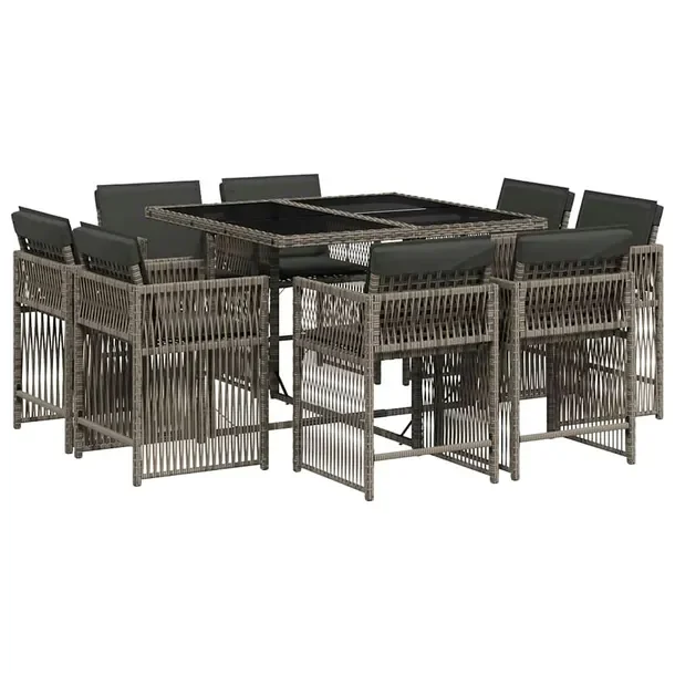 Zestaw mebli ogrodowych szary rattan PE, stół 110x106x73 cm, krzesła 50,