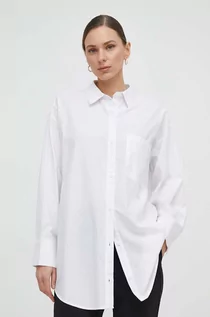 Koszule damskie - Silvian Heach koszula bawełniana damska kolor biały relaxed z kołnierzykiem klasycznym - grafika 1