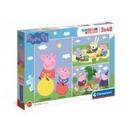 Puzzle - Clementoni Puzzle 3x48el Świnka Peppa 25263 - miniaturka - grafika 1