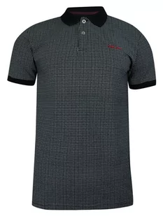 Koszulka POLO, Granatowa w Drobny Biały Wzór, Męska, Krótki Rękaw, T-shirt -PAKO JEANS - Pako Jeans - Koszulki męskie - miniaturka - grafika 1