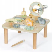 Zabawki interaktywne dla dzieci - DREWNIANY INTERAKTYWNY STOLIK EDUKACYJNY 7W1 MUZYCZNY - DZIKA DŻUNGLA - miniaturka - grafika 1