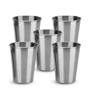 Kubki - 5x kubki ze stali nierdzewnej do układania w stosy w 350 ml - metalowy kubek kempingowy na zewnątrz szklany kubek wielokrotnego użytku bez plastiku .. - miniaturka - grafika 1