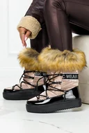 Śniegowce damskie - Złote śniegowce mukluki z futerkiem damskie emu Casu BY-1007-38 - miniaturka - grafika 1