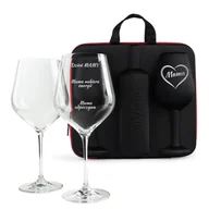 Akcesoria gastronomiczne - Etui na wino z kieliszkami dla Mamy -- prezent dla mamy - na dzień mamy - miniaturka - grafika 1