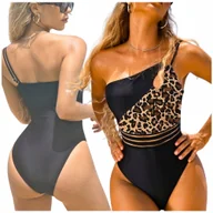 Stroje kąpielowe - STRÓJ KĄPIELOWY JEDNOCZĘŚCIOWY DAMSKI KOSTIUM CZARNY MODELUJĄCY PANTERKA L - miniaturka - grafika 1