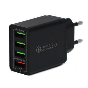 ECONOMY ŁADOWARKA SIECIOWA 3A CZARNA QUICK 3.0 FAST CHARGER 3100mA 4XUSB 21W - Ładowarki do telefonów - miniaturka - grafika 1