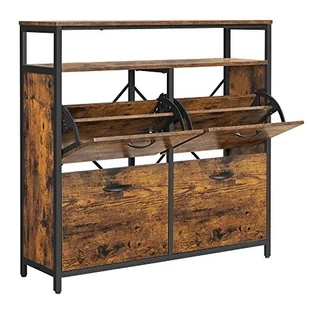 Szafka Na Buty Z 4 Klapkami Półka Na Buty Wywrotka Na Buty Skrzynia Na Buty W Przedpokoju Na 12-20 Par Butów, 98,3 X 30 X 95 Cm, - Szafki na buty - miniaturka - grafika 1