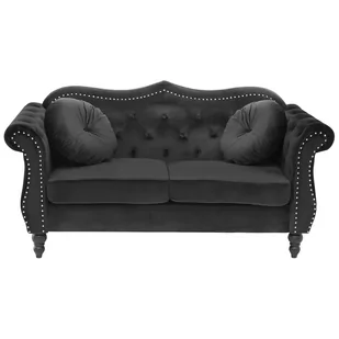 Beliani Sofa 2-osobowa welurowa czarna SKIEN - Sofy i kanapy - miniaturka - grafika 1