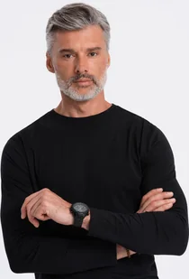 Ombre Longsleeve męski BASIC z okrągłym dekoltem - czarny V1 OM-LSBL-0106 L - Koszulki męskie - miniaturka - grafika 1