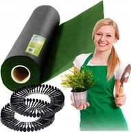 Agrowłókniny - Agrowłóknina ogrodowa 1,6 m x 50 m 90 g/m2 + 100 szpilek Plonos - czarno-zielona - miniaturka - grafika 1