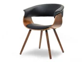 Krzesła - Nowoczesne Krzesło Z Drewna I Ekoskóry Elina Orzech Czarny - miniaturka - grafika 1