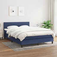 Łóżka - Lumarko Łóżko kontynentalne z materacem  niebieskie  tkanina 140x200 cm - miniaturka - grafika 1