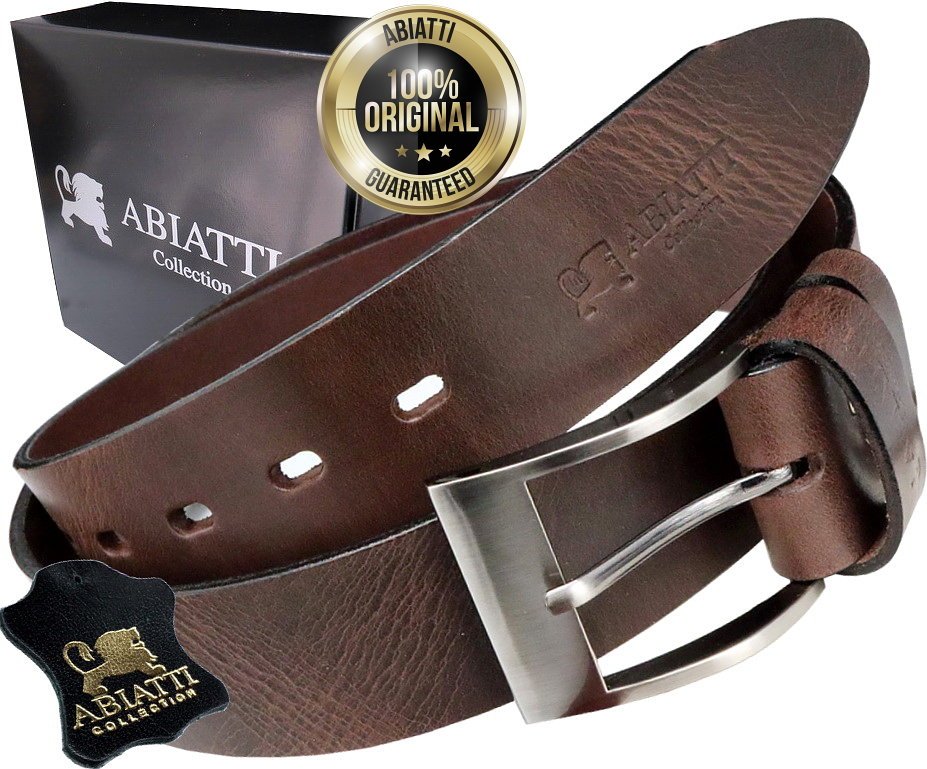 Skórzany Pasek Męski Do Spodni Abiatti Szeroki Pas Do Jeansów Gruba Skóra