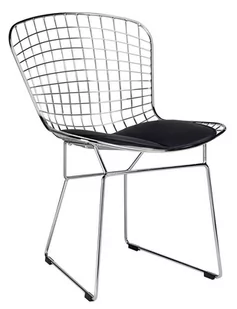 King Home Krzesło NET SOFT chrom - czarna poduszka, metal MC-020.CH.B - Krzesła - miniaturka - grafika 1