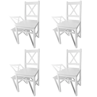 vidaXL 4 krzesła do jadalni z drewna, kolor biały - Krzesła - miniaturka - grafika 1