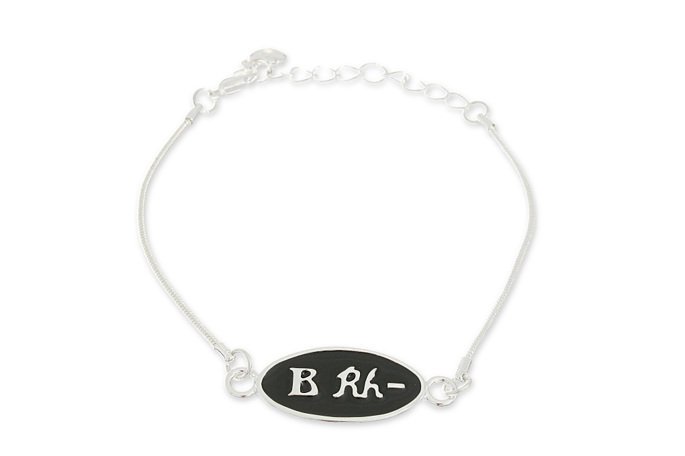 Posrebrzana Bransoletka Grupa Rh- Ujemna