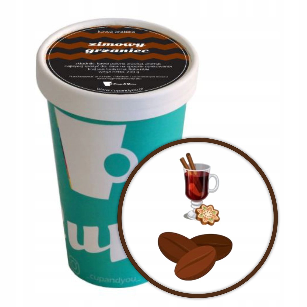 Kawa aromatyzowana o smaku ZIMOWY GRZANIEC ziarnista ARABICA 200g premium - smakowa uczta dla podniebienia