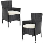 Fotele i krzesła ogrodowe - Zestaw 2 krzeseł ogrodowych z polirattanu w kolorze czarnym/kremowym z możliwością sztaplowania - miniaturka - grafika 1