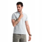 Koszulki męskie - Koszulka męska polo BASIC 100% bawełna szara V20 OM-POBS-0100 L - miniaturka - grafika 1