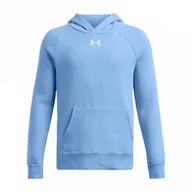 Bluzy dla chłopców - Chłopięca bluza dresowa nierozpinana z kapturem Under ArmourUA Rival Fleece Hoodie - niebieska - miniaturka - grafika 1