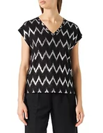 Koszulki i topy damskie - ONLY Women's Onlnew Queen S/S Glitter V-Neck TOP JRS T-Shirt, Black/Detail:Zig zag Silver, L - miniaturka - grafika 1