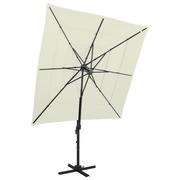 Parasole ogrodowe - vidaXL 4-poziomowy parasol na aluminiowym słupku, piaskowy, 250x250 cm vidaXL - miniaturka - grafika 1
