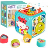 Zabawki kreatywne - WOOPIE Kostka Sensoryczna Edukacyjna Montessori Sorter 6w1 - miniaturka - grafika 1