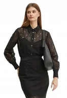 Bluzki damskie - KARL LAGERFELD CZARNA BLUZKA Z KORONKI Z KOŁNIERZYKIEM 34 I1D - miniaturka - grafika 1