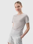 Koszulki sportowe damskie - 4F Koszulka sportowa w kolorze szarym - miniaturka - grafika 1