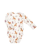 Body dla niemowląt - Dziewczęce body bawełna dł.rękaw sarenka kremowa Nicol - miniaturka - grafika 1