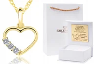 Biżuteria dla dzieci - ZŁOTE SERCE Z CYRKONIAMI KOMUNIA ŚWIĘTA GRAWER 585 - miniaturka - grafika 1