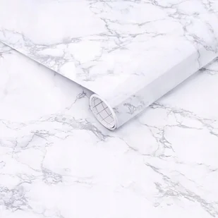 SAMOPRZYLEPNA MEBLOWA OKLEINA NA MEBLE FOLIA BIAŁY MARMUR 60cm x 10m - Meble modułowe i akcesoria - miniaturka - grafika 1