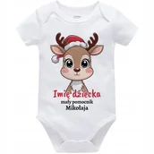 Body dla niemowląt - Body Białe Niemowlęce POMOCNIK MIKOŁAJA Prezent Na Święta Imię - Rozm. 80 - miniaturka - grafika 1