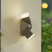 Lampy ogrodowe - Lindby Kinkiet zewnętrzny LED Sally, 22 cm, szary, czujnik - miniaturka - grafika 1