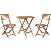 Meble ogrodowe - Beliani Stół z krzesłami do ogrodu jasnobrązowy FIJI - miniaturka - grafika 1
