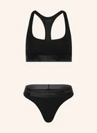 Majtki damskie - Calvin Klein Zestaw Modern Cotton: Gorset I Stringi schwarz - miniaturka - grafika 1