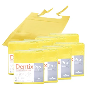 Śliniak dentystyczny z kieszonką 39cm x 48cm żółty podfoliowany 54g DentixPro 400szt - Sprzęt i akcesoria stomatologiczne - miniaturka - grafika 1
