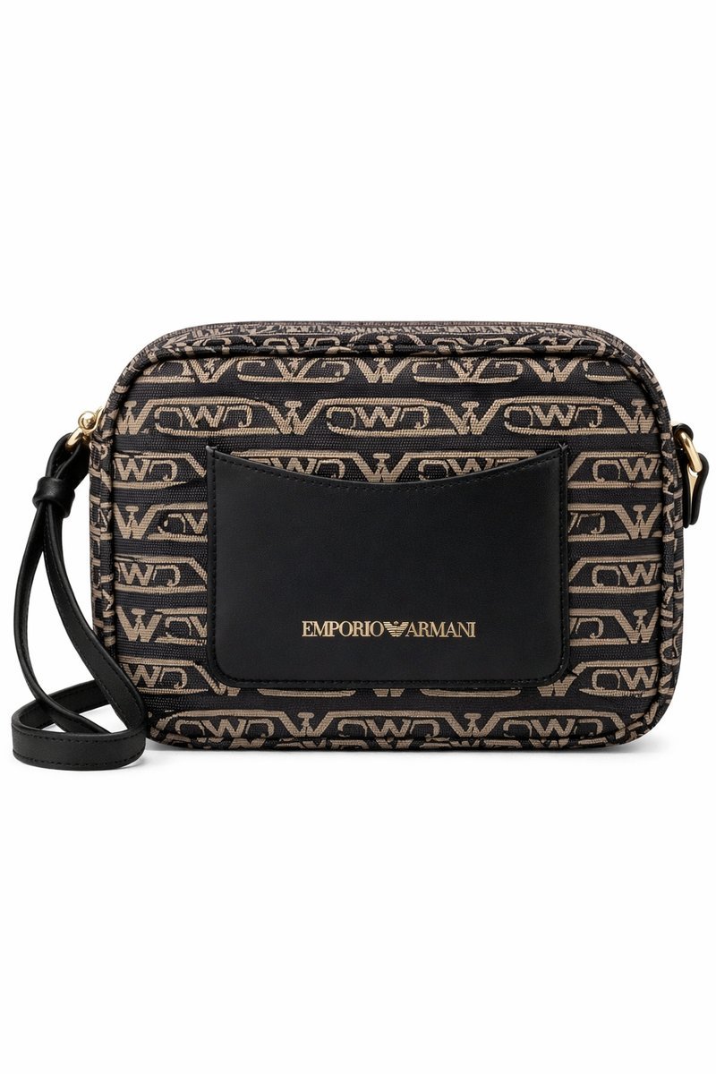 EMPORIO ARMANI KLASYCZNA TOREBKA Z NADRUKIEM LOGO I BRELOKIEM 1I3A