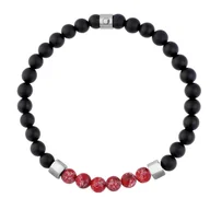 Bransolety męskie - Męska bransoletka z koralikami czarnego onyksu i czerwonym jaspisem. - miniaturka - grafika 1