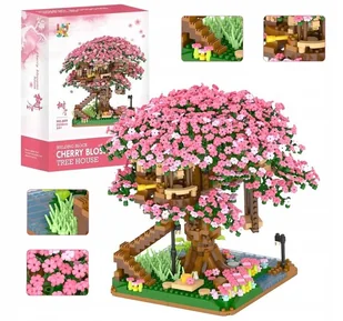 KLOCKI LOGO CREATOR DOMEK DRZEWKO BONSAI KWIAT WIŚNI LOTOSU PUZZLE 3D - Klocki - miniaturka - grafika 1