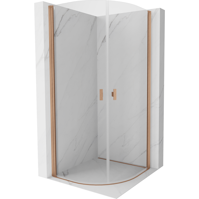 Mexen Mist kabina prysznicowa półokrągła uchylna 90 x 90 cm, transparent, miedź szczotkowana - 8A31-090-090-65-00