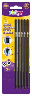 Strigo, Ołówki czarne z gumka x5 - Ołówki - miniaturka - grafika 1