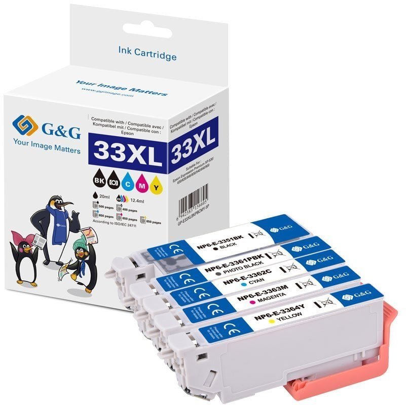 Tusz G&G XL-kartridże 5 sztuk do Epson 33XL/ T3357 14808